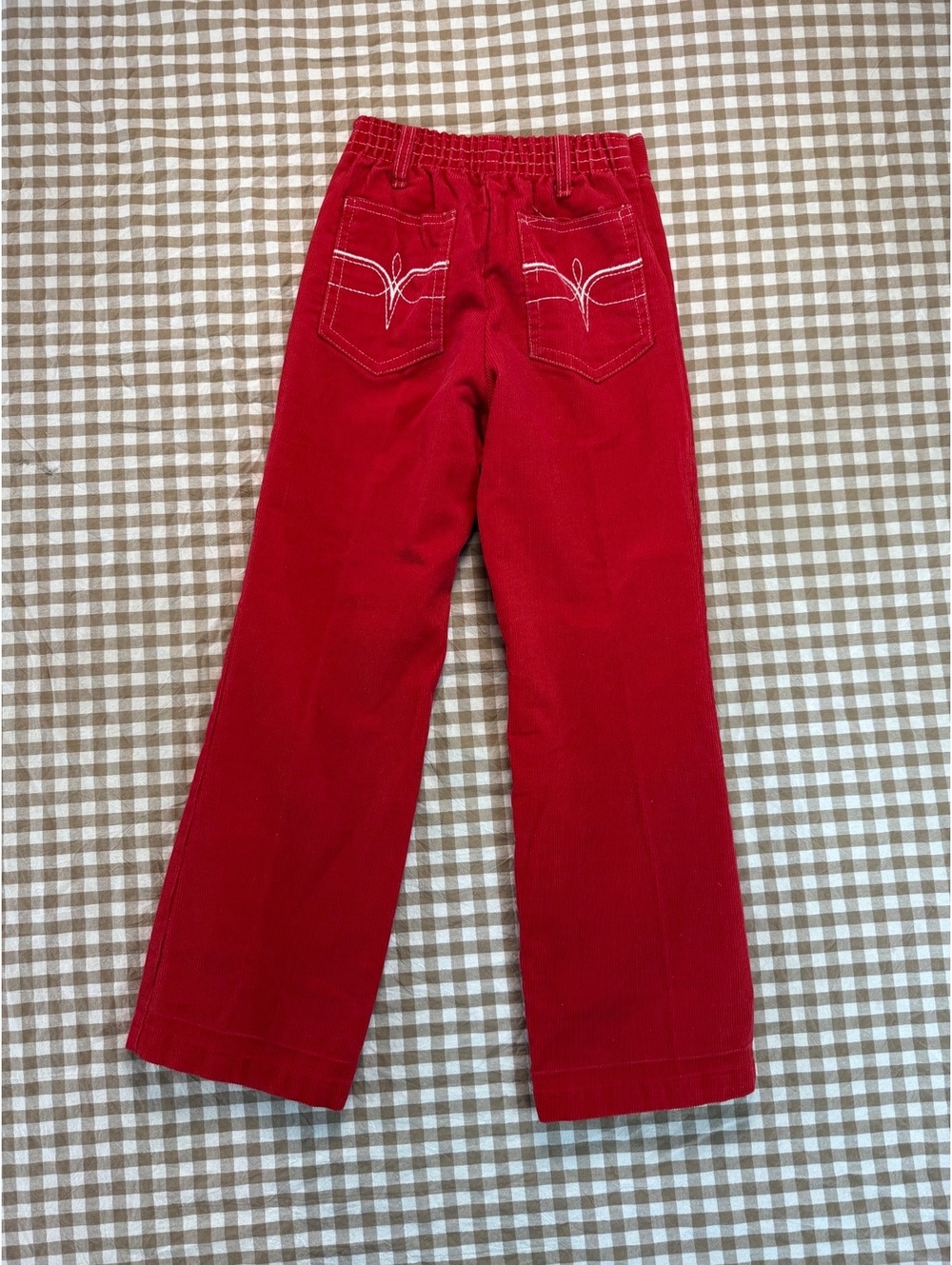 Kids size 6 Red Corduroy Pants with White Stitching Detail